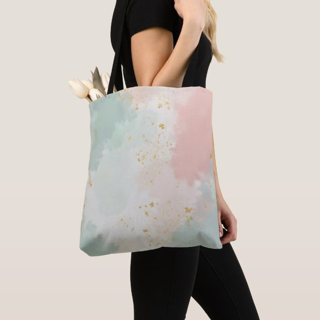 Bolsa Tote Coleção Popular Abstrata Rosa Beijo Menta (Close Up)