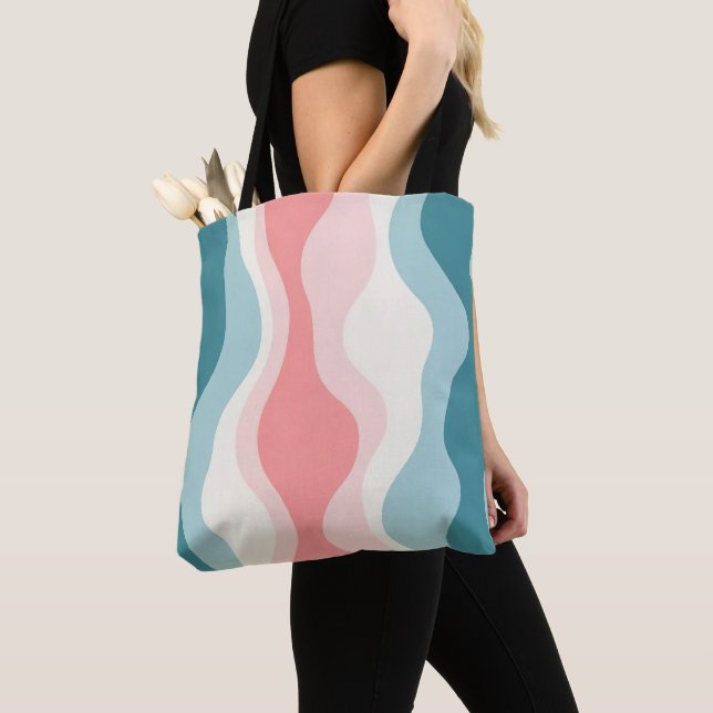 Bolsa Tote Coleção Rosa Bege Abstrato Moderno em Tom de Horte (Close Up)
