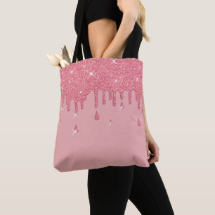 Bolsa Tote Coleta de Efeito Luminoso Rosa e Estilhaços