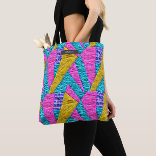 Bolsa Tote Coletor de Colheita Formas Boho Trompe L'oeil