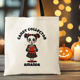 Bolsa Tote Coletor de Doces Bonitos Skeleton Girls Halloween