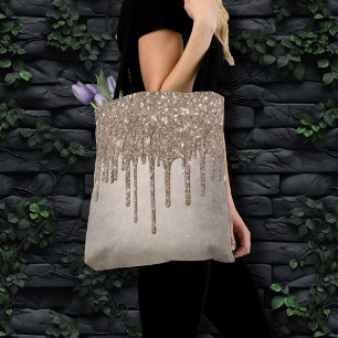 Bolsa Tote Coletor de Taupe   Garoa Dourada de champanhe