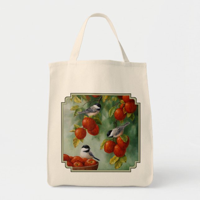 Bolsa Tote Colheita de Maçãs de Aves (Frente)