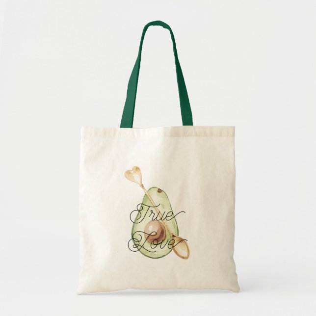Bolsa Tote Colher de Coração de Abacate Amor Verdadeiro (Frente)