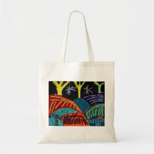 Bolsa Tote Colinas e árvores da noite (com posca) por Johnny