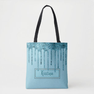 Bolsa Tote Colírio Azul-Teal na Bandeja Azul-Azul do Céu