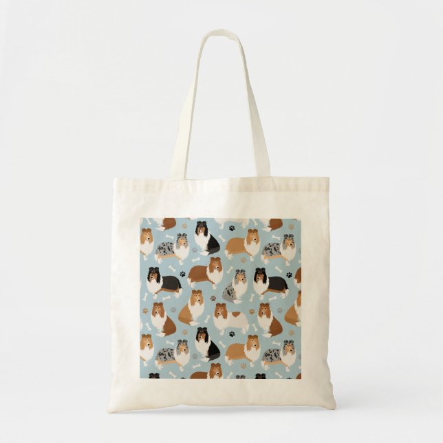 Bolsa Tote Collie Paws e Ossos (Frente)