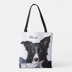 Bolsa Tote Collie Preto e Branco Personalizado