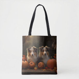 Bolsa Tote Collie Puppy Autumn Delight Pumpkin