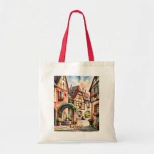 Bolsa Tote Colmar França Alsácia Aquarela Viagem Texto Person