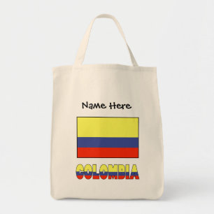 Bolsa Tote Colômbia e bandeira colombiana com seu nome