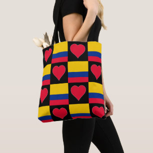 Bolsa Tote Colômbia Flag Heart Pattern Patriotic Colombian