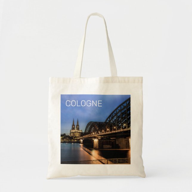 Bolsa Tote Colônia Cityscape Alemanha Dom Night Souvenir (Frente)
