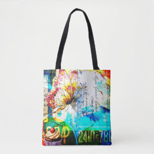 Bolsa Tote Color Riot Retro Borboleta Colagem
