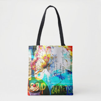 Bolsa Tote Color Riot Retro Borboleta Colagem