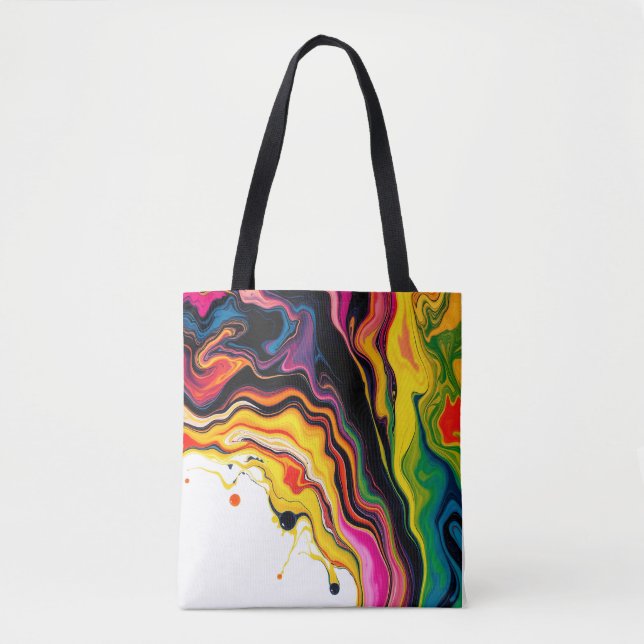 Bolsa Tote Color Splash Swirl – Vibrant Abstract Drip Art (Frente)