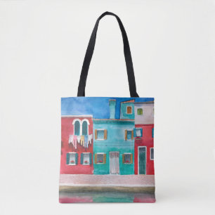 Bolsa Tote Coloração aquosa desenhada à mão Itália paisa