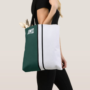 Bolsa Tote Colores Universitários Monograma Verde e Branco Es