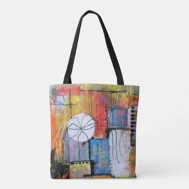 Bolsa Tote Colorful Abstract Geometric (Verso)