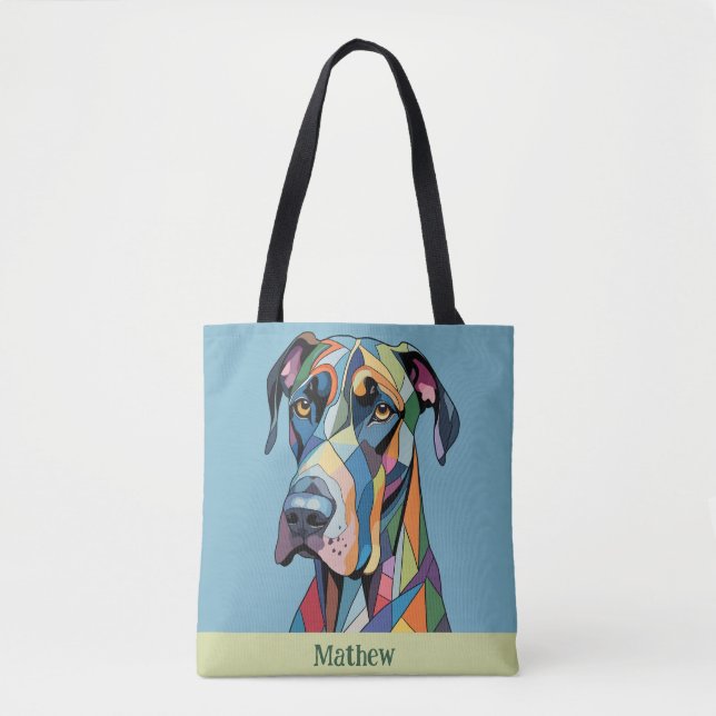 Bolsa Tote Colorful Cubist Great Dane  (Frente)