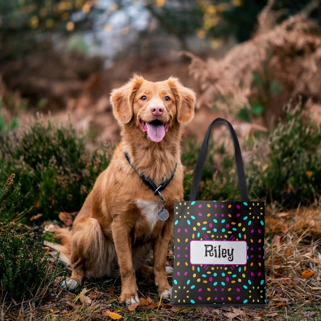 Bolsa Tote Colorful retro dots 80s inspired black (Criador carregado)
