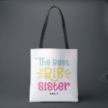 Bolsa Tote Colorida, A Melhor Mão Bonita Irmã, Atraída<br><div class="desc">Saco bonito e colorido com a letra branca "A melhor irmã". O presente perfeito para irmãs mais velhas. Este design está disponível em vários itens.</div>