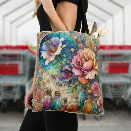 Bolsa Tote Colorida Chic Vintage Art Nouveau Floral