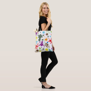 Bolsa Tote Colorida Chuva de Cores de Tinta para T