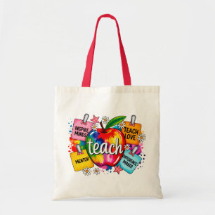 Bolsa Tote Colorida da Maçã do Arco-Íris para Prof