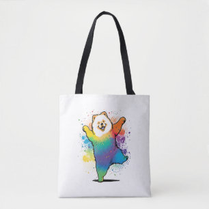 Bolsa Tote Colorida Kawaii Dancing Chow Chow