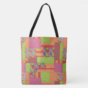 Bolsa Tote Colorida manta de retalhos de Padrões de Frutas de