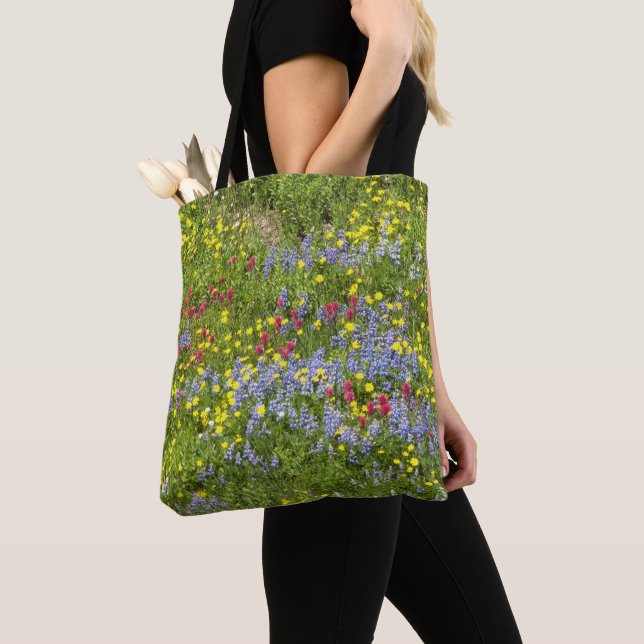 Bolsa Tote Colorida Meadow Wildflower Floral (Close Up)