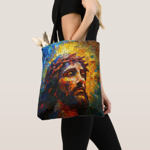 Bolsa Tote Colorida Mosaico Jesus