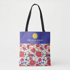 Bolsa Tote Colorida Pickleball Personalizada Padrão Floral