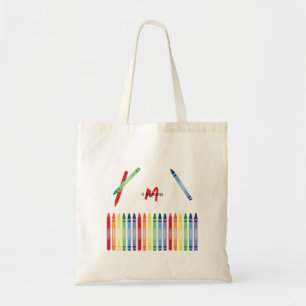 Bolsa Tote Colorida Rainbow Crayons - Escola de Monograma Cut