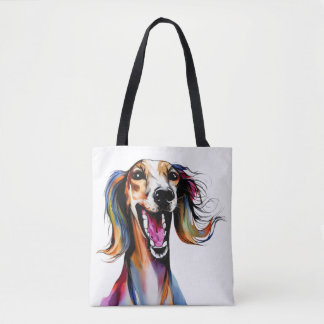Bolsa Tote Colorida Saluki - Bela Arte Canina