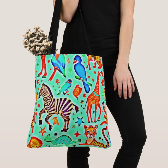 Bolsa Tote Colorida Wild Wonder Animal Kingdom (Close Up)