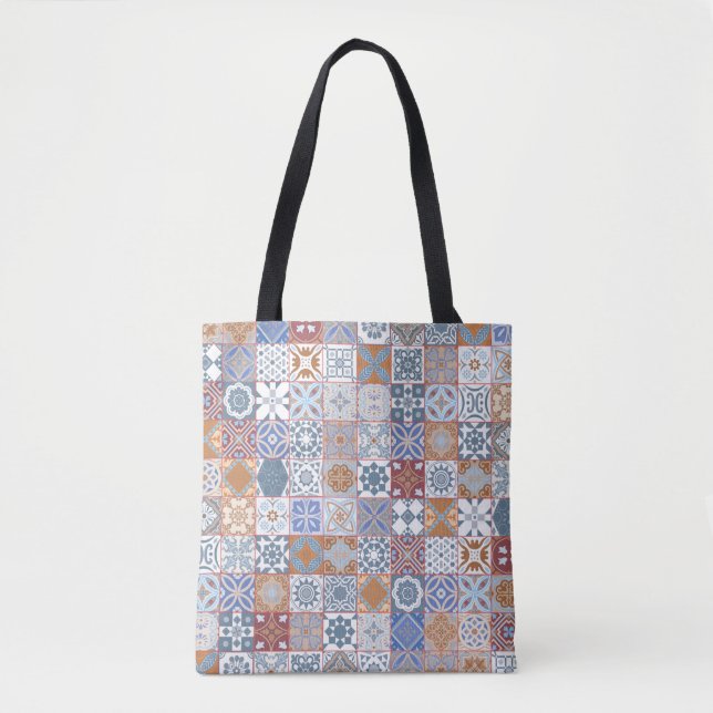 Bolsa Tote Colorido azulejo marroquino (Frente)