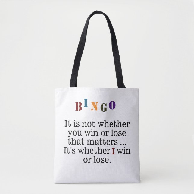 Bolsa Tote Colorido Bingo Engraçado Dizendo, Ganhando Perder (Frente)