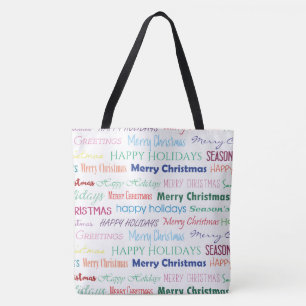 Bolsa Tote Colorido bonito do teste padrão da tipografia do