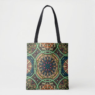 Bolsa Tote Colorido Mandala: Vintage Floral Hand Drawn