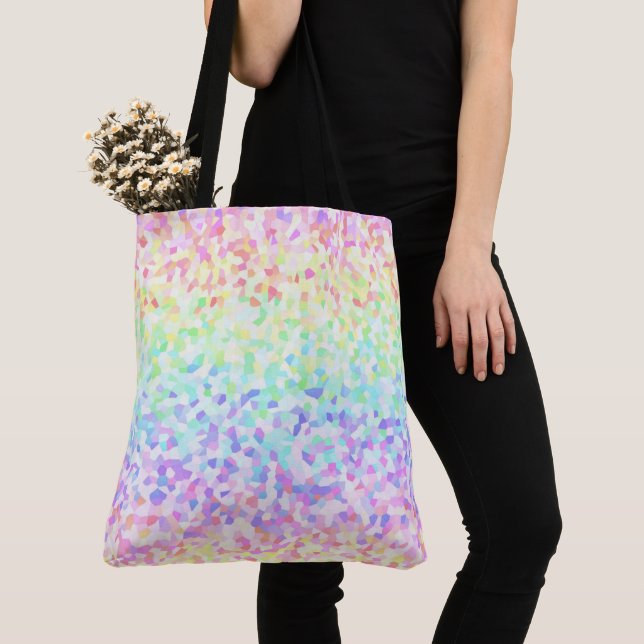 Bolsa Tote Colorido Mosaico Excêntrico Colorido de Chuva de C (Close Up)