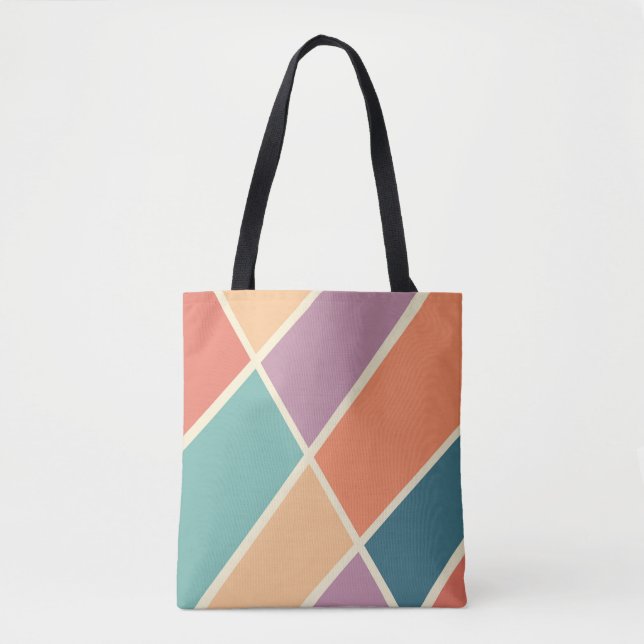Bolsa Tote Coloridos abstrato geométricos design (Frente)
