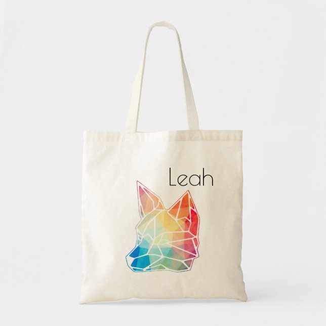 Bolsa Tote Colourful Geometric Fox Face (Frente)