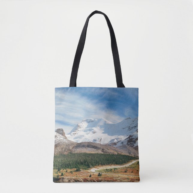 Bolsa Tote Columbia Icefield panorama com neve coberta de mon (Frente)