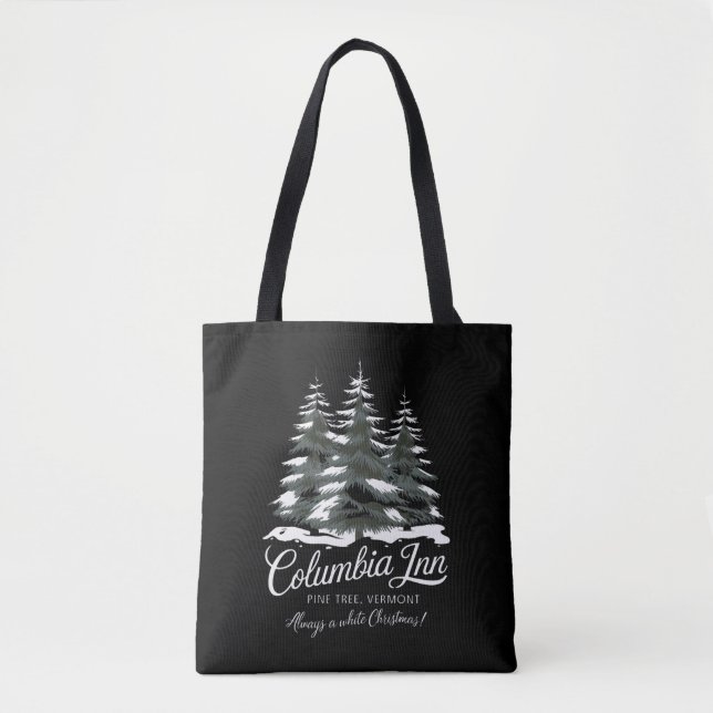 Bolsa Tote Columbia Inn Pine Tree Vermont Um Natal Branco (Frente)