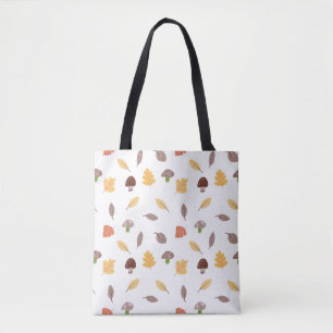 Bolsa Tote Colunas de outono com Folhas e Cogumelos