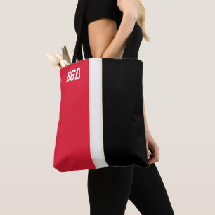 Bolsa Tote Colunas Vermelhas, Pretas e Monograma