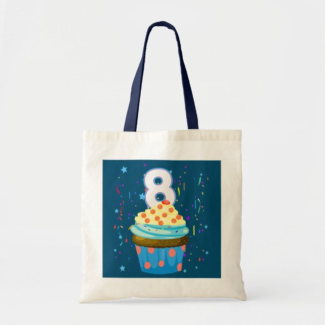 Bolsa Tote Com 8 anos é meu cupcake de 8 anos (Frente)