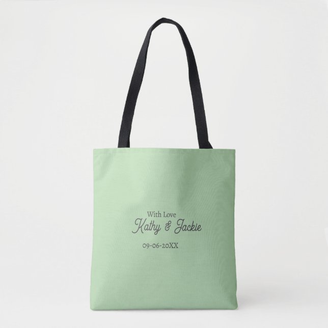 Bolsa Tote Com amor adicionar nome do casal casamento simples (Frente)